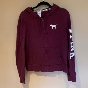 PINK zip up maroon hoodie